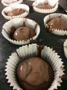 chocolate muffins with chocolate sauce